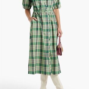 10 Crosby Derek Lam Green Plaid Midi Dress